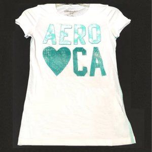 💕3/25💕White & Aqua Aeropostale Cali Tee